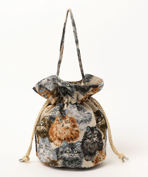mmts / 猫いっぱい巾着（ショルダーバッグ）｜mmts（マミタス）