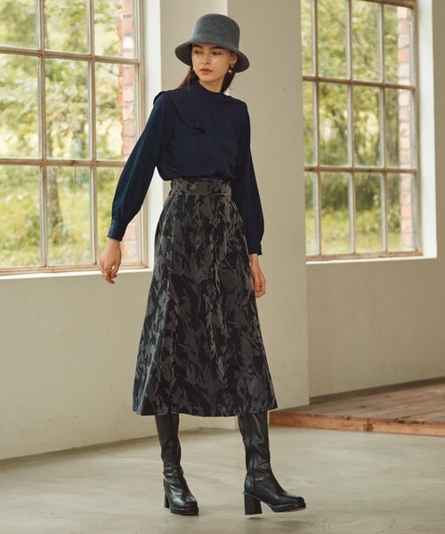 Cheek(チーク)の「フロッキーフレアスカート(スカート・レディース・ブラック/ブラウン/キャメル・SMALL/MEDIUM)」の7枚目の写真