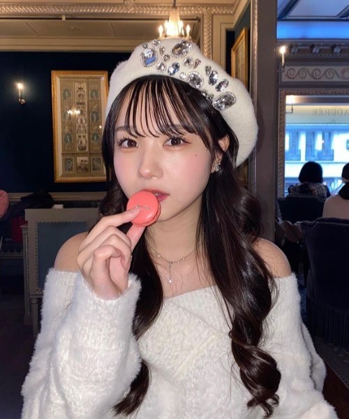 LAC-VERT（ラック・ヴェール）の「ビジューベレー帽（ハンチング/ベレー帽・レディース・ブラック/ホワイト/ピンク/アイボリー・FREE）」の12枚目の写真