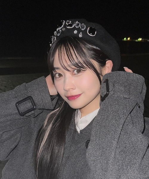 LAC-VERT（ラック・ヴェール）の「ビジューベレー帽（ハンチング/ベレー帽・レディース・ブラック/ホワイト/ピンク/アイボリー・FREE）」の11枚目の写真