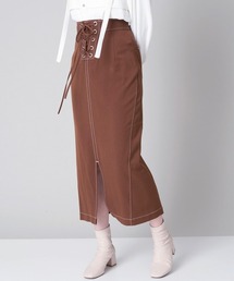 バイカラーステッチナロースカート