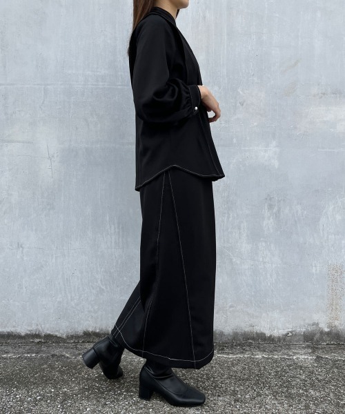 A de a.v.v(アードアー・ヴェ・ヴェ)の「バイカラーステッチナロースカート(スカート・レディース・ブラウン/ブラック・SMALL/MEDIUM)」の3枚目の写真