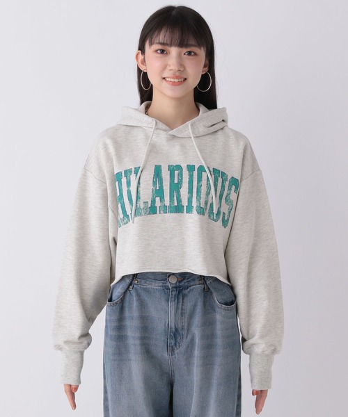 repipi armario(レピピ アルマリオ)の「カレッジロゴショートパーカー(パーカー・キッズ・杢グレー/ネイビー/オートミール/コーラル・MEDIUM/SMALL/LARGE)」の19枚目の写真