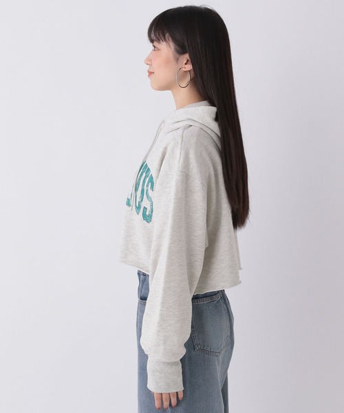repipi armario(レピピ アルマリオ)の「カレッジロゴショートパーカー(パーカー・キッズ・杢グレー/ネイビー/オートミール/コーラル・MEDIUM/SMALL/LARGE)」の9枚目の写真