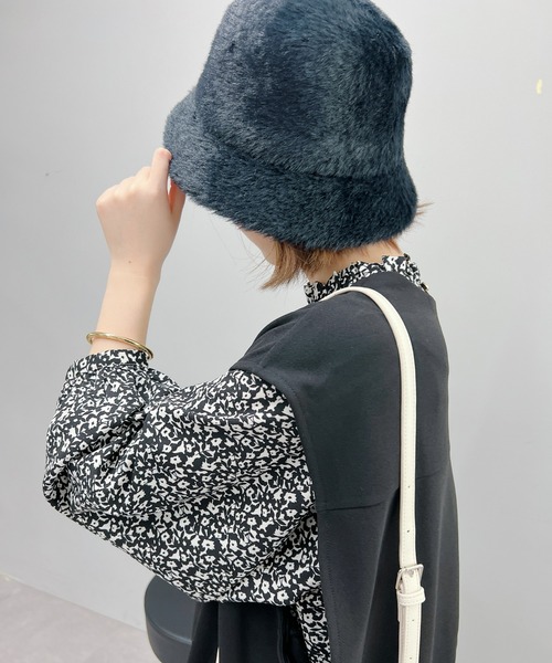 un dix cors（アンディコール）の「ファーバケットハット（ハット・レディース・ブラック/ライトベージュ・FREE）」の8枚目の写真