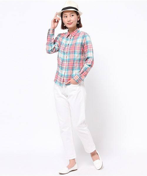 SHIPS for women(シップスフォーウィメン)の「リネンチェックシャツ(シャツ/ブラウス・レディース・ベビーピンク/ライトブルー・38/36)」の11枚目の写真