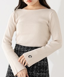 Chico（チコ）の「袖刺繍ボートネックリブトップス（ニット/セーター）」