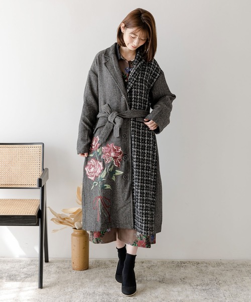 サリースコット　花柄　ステンカラー　コート サリースコット 花柄 ステンカラー コート - メルカリ