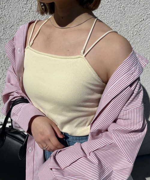 nemne store（ネンネストア）の「【低身長用サイズあり / 紐取り外し可能 】カップ付きマルチウェイストラップキャミソール（キャミソール・レディース・アイボリー/ブラック/ブルー/ピンク/グリーン・SMALL/MEDIUM）」の6枚目の写真