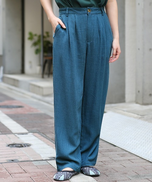 チチカカ（チチカカ）の「ウォッシャブルレーヨン麻パンツ（その他パンツ・レディース・ブルー/グレー/ブラック・FREE）」の3枚目の写真