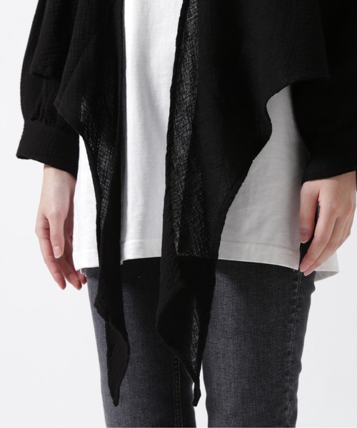 KMRii（ケムリ）の「KMRii/ケムリ/別注Tie Front Cotton Shirt（カーディガン/ボレロ・レディース・ブラック・2）」の10枚目の写真