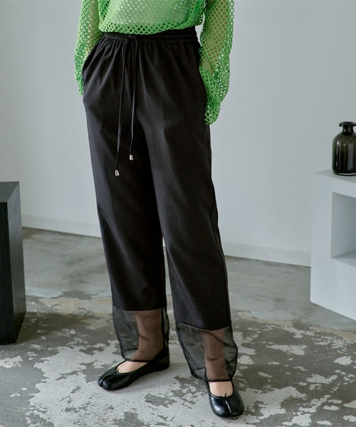 miette（ミエット）の「シアー切替イージーパンツ（その他パンツ・レディース・ライトブルー/ブラック・FREE）」の2枚目の写真