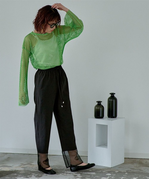 miette（ミエット）の「シアー切替イージーパンツ（その他パンツ・レディース・ライトブルー/ブラック・FREE）」の7枚目の写真