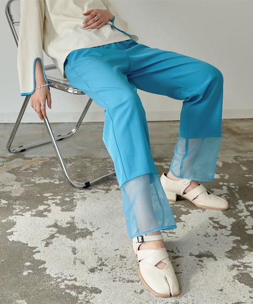 miette（ミエット）の「シアー切替イージーパンツ（その他パンツ・レディース・ライトブルー/ブラック・FREE）」の5枚目の写真