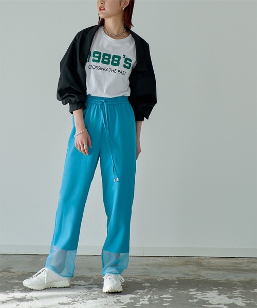 miette（ミエット）の「シアー切替イージーパンツ（その他パンツ・レディース・ライトブルー/ブラック・FREE）」の3枚目の写真