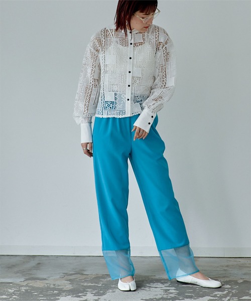 miette（ミエット）の「シアー切替イージーパンツ（その他パンツ・レディース・ライトブルー/ブラック・FREE）」の10枚目の写真