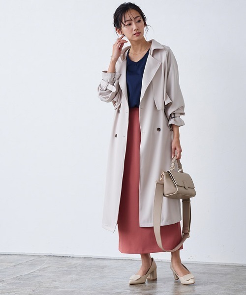 Pierrot（ピエロ）の「サイドフラップポケットIラインスカート（スカート・レディース・ライム/ライトカーキ/ピンク/オフホワイト/ネイビー・M/L/PM）」の8枚目の写真