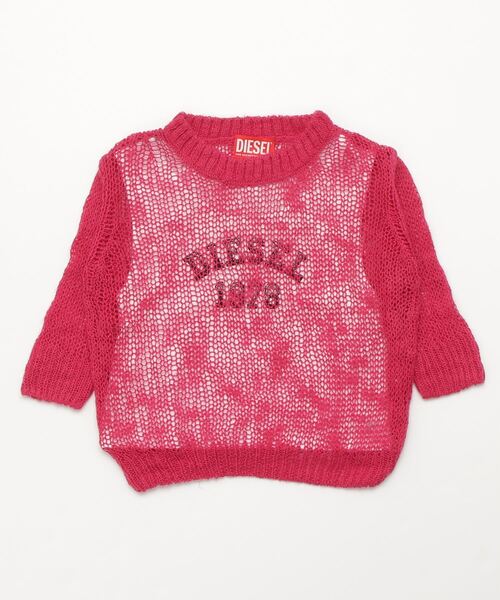 DIESEL タイダイ柄 デストロイ ニット ピンク DIESEL（ディーゼル）の「レディース 長袖 ニットトップス Dロゴ