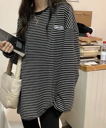 NinaetLina | ボーダーワンポイント長袖カットソー(Tシャツ/カットソー)