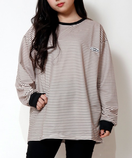 NinaetLina（ニナエリナ）の「ボーダーワンポイント長袖カットソー（Tシャツ/カットソー・レディース・ブラック/ベージュ・M/L/XL）」の22枚目の写真