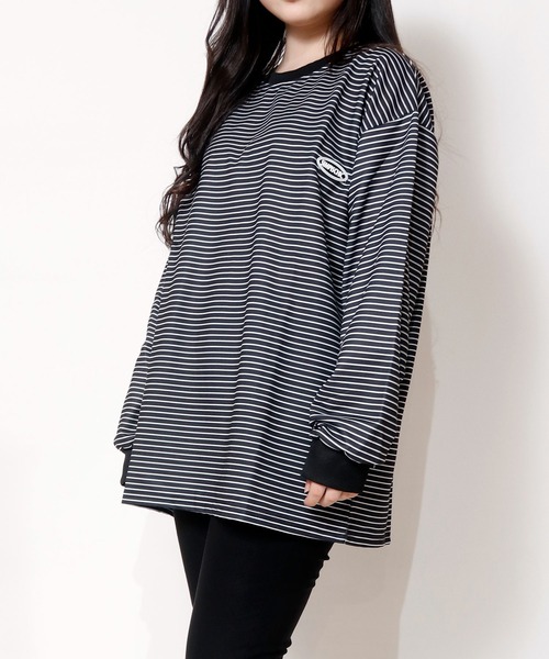 NinaetLina（ニナエリナ）の「ボーダーワンポイント長袖カットソー（Tシャツ/カットソー・レディース・ブラック/ベージュ・M/L/XL）」の20枚目の写真