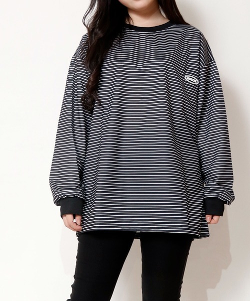 NinaetLina（ニナエリナ）の「ボーダーワンポイント長袖カットソー（Tシャツ/カットソー・レディース・ブラック/ベージュ・M/L/XL）」の14枚目の写真