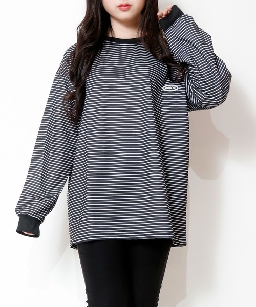 NinaetLina（ニナエリナ）の「ボーダーワンポイント長袖カットソー（Tシャツ/カットソー・レディース・ブラック/ベージュ・M/L/XL）」の19枚目の写真