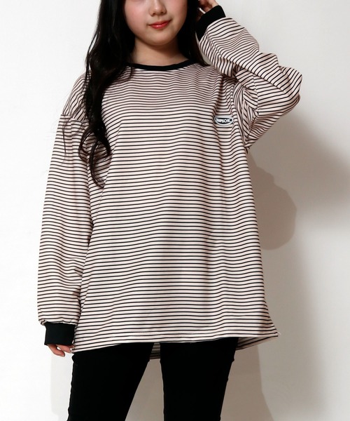 NinaetLina（ニナエリナ）の「ボーダーワンポイント長袖カットソー（Tシャツ/カットソー・レディース・ブラック/ベージュ・M/L/XL）」の18枚目の写真