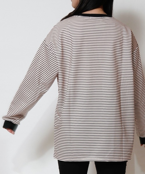 NinaetLina（ニナエリナ）の「ボーダーワンポイント長袖カットソー（Tシャツ/カットソー・レディース・ブラック/ベージュ・M/L/XL）」の17枚目の写真