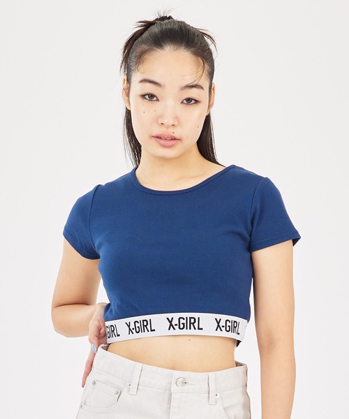 X-girl(エックスガール)の「LOGO CROPPED TOP(Tシャツ/カットソー・レディース・ブラック/ホワイト/ネイビー・S/M)」の10枚目の写真