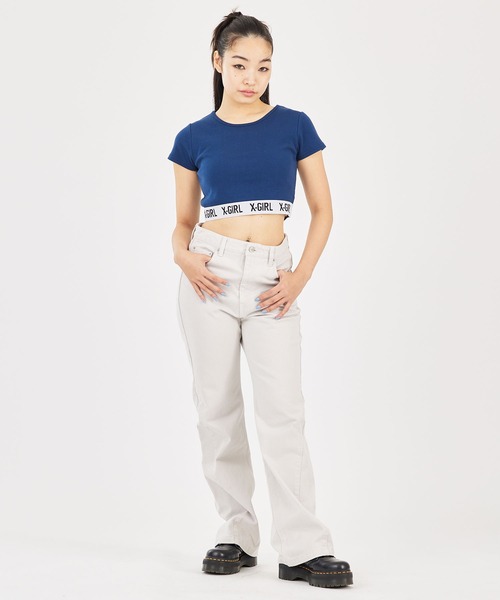 X-girl(エックスガール)の「LOGO CROPPED TOP(Tシャツ/カットソー・レディース・ブラック/ホワイト/ネイビー・S/M)」の11枚目の写真