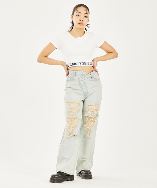 X-girl(エックスガール)の「LOGO CROPPED TOP(Tシャツ/カットソー・レディース・ブラック/ホワイト/ネイビー・S/M)」の17枚目の写真