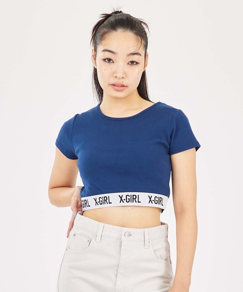 X-girl(エックスガール)の「LOGO CROPPED TOP(Tシャツ/カットソー・レディース・ブラック/ホワイト/ネイビー・S/M)」の21枚目の写真