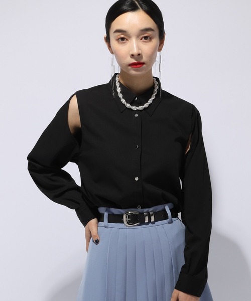 HARE（ハレ）の「カタアキメタルシャツ(HARE)（シャツ/ブラウス・レディース・ホワイト/ブラック・FREE）」の8枚目の写真