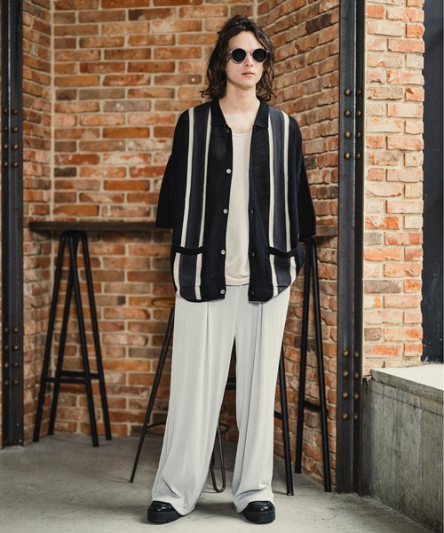 CASPER JOHN（キャスパージョン）の「Line knit shirts/ラインニットシャツ（シャツ/ブラウス・メンズ・アイボリー/ブラック/グリーン・SMALL/MEDIUM/LARGE）」の19枚目の写真