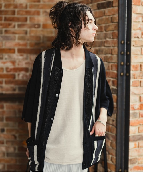 CASPER JOHN（キャスパージョン）の「Line knit shirts/ラインニットシャツ（シャツ/ブラウス・メンズ・アイボリー/ブラック/グリーン・SMALL/MEDIUM/LARGE）」の17枚目の写真