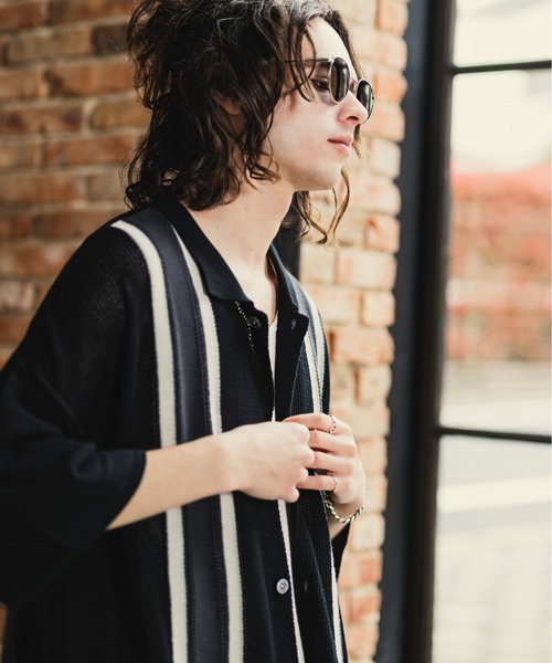 CASPER JOHN（キャスパージョン）の「Line knit shirts/ラインニットシャツ（シャツ/ブラウス・メンズ・アイボリー/ブラック/グリーン・SMALL/MEDIUM/LARGE）」の13枚目の写真