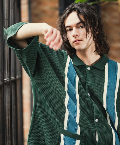 CASPER JOHN（キャスパージョン）の「Line knit shirts/ラインニットシャツ（シャツ/ブラウス・メンズ・アイボリー/ブラック/グリーン・SMALL/MEDIUM/LARGE）」の7枚目の写真