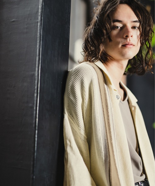 CASPER JOHN（キャスパージョン）の「Line knit shirts/ラインニットシャツ（シャツ/ブラウス・メンズ・アイボリー/ブラック/グリーン・SMALL/MEDIUM/LARGE）」の12枚目の写真