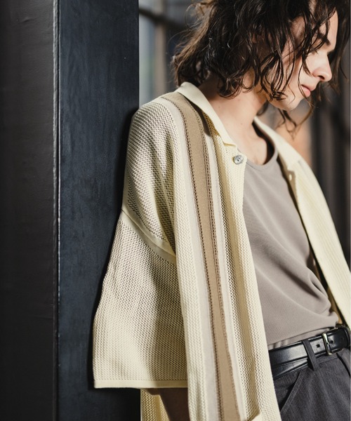 CASPER JOHN（キャスパージョン）の「Line knit shirts/ラインニットシャツ（シャツ/ブラウス・メンズ・アイボリー/ブラック/グリーン・SMALL/MEDIUM/LARGE）」の10枚目の写真
