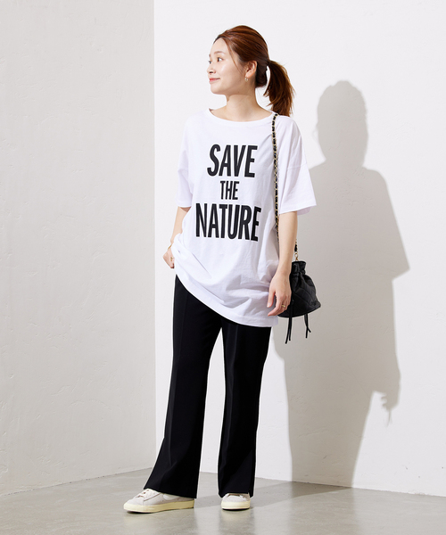 JOURNAL STANDARD(ジャーナルスタンダード)の「NATUREビッグロゴTシャツ(Tシャツ/カットソー・レディース・ブラック系その他/ホワイト・FREE)」の3枚目の写真