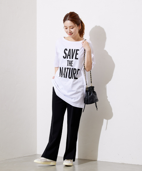 JOURNAL STANDARD(ジャーナルスタンダード)の「NATUREビッグロゴTシャツ(Tシャツ/カットソー・レディース・ブラック系その他/ホワイト・FREE)」の9枚目の写真