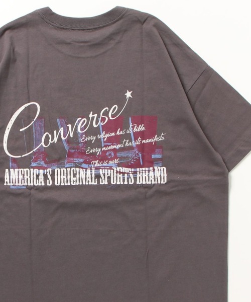 CONVERSE（コンバース）の「CONVERSE/コンバース ビッグシルエット ヴィンテージライク バックプリント  ワンポイントロゴ  半袖Tシャツ（Tシャツ/カットソー・レディース・ホワイト/チャコールグレー/ホワイト系その他/グレー系その他・M/L）」の3枚目の写真