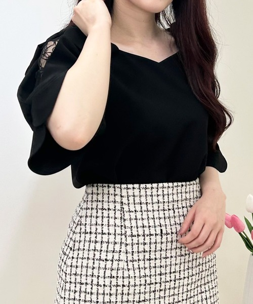 INGNI(イング)の「肩リボン袖割れ5分袖トップス(その他トップス・レディース・ブラック/オフホワイト・M)」の10枚目の写真