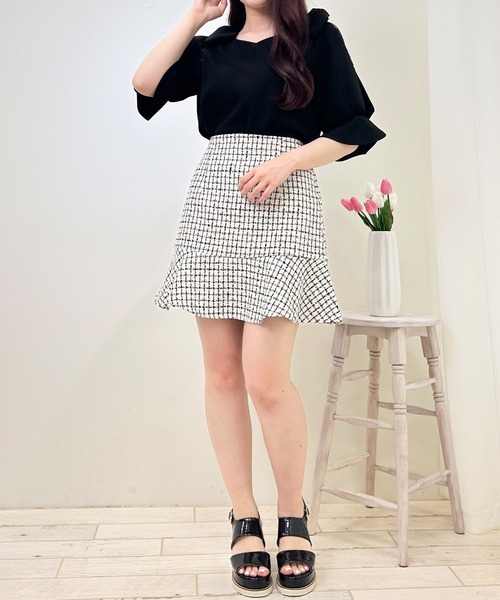 INGNI(イング)の「肩リボン袖割れ5分袖トップス(その他トップス・レディース・ブラック/オフホワイト・M)」の6枚目の写真