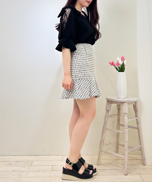 INGNI(イング)の「肩リボン袖割れ5分袖トップス(その他トップス・レディース・ブラック/オフホワイト・M)」の5枚目の写真