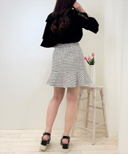 INGNI(イング)の「肩リボン袖割れ5分袖トップス(その他トップス・レディース・ブラック/オフホワイト・M)」の4枚目の写真