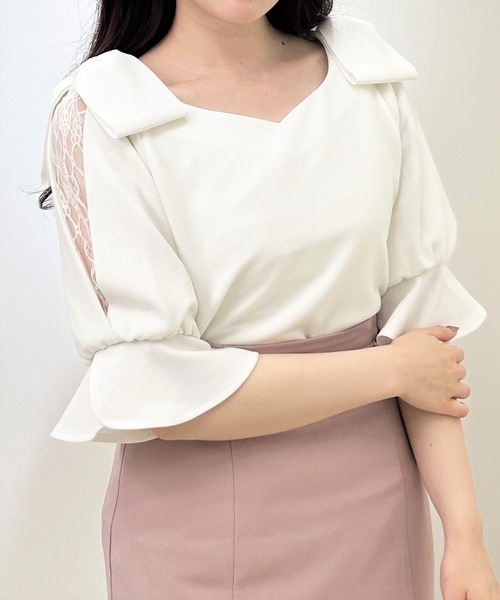 INGNI(イング)の「肩リボン袖割れ5分袖トップス(その他トップス・レディース・ブラック/オフホワイト・M)」の19枚目の写真