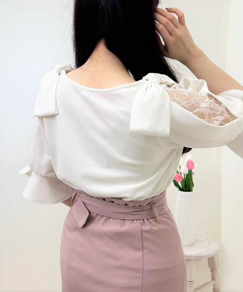 INGNI(イング)の「肩リボン袖割れ5分袖トップス(その他トップス・レディース・ブラック/オフホワイト・M)」の16枚目の写真