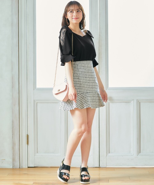 INGNI(イング)の「肩リボン袖割れ5分袖トップス(その他トップス・レディース・ブラック/オフホワイト・M)」の22枚目の写真